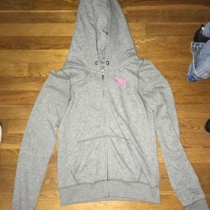Pink Victoria’s Secret Zip-Up Hooded Sweatshirt